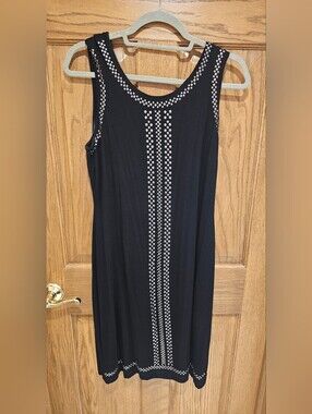 Karen Kane Black Sleeveless Stud-Trim Dress